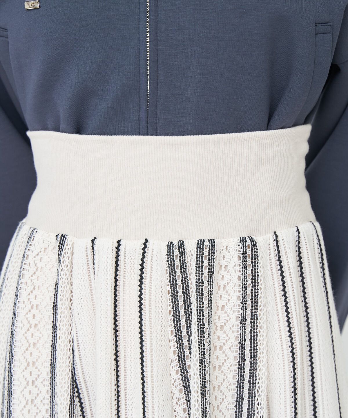 アンドクチュール「ラッセルストライプロングスカート」|フレア|