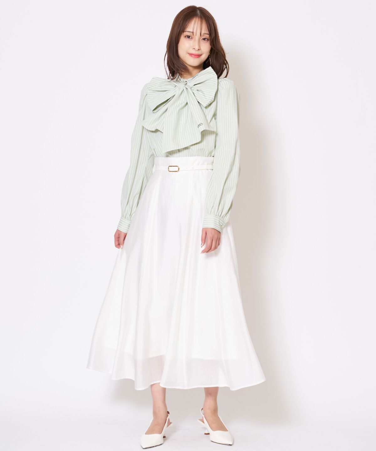 アンドクチュール「バタフライリボンストライプブラウス」|シャツ・ブラウス|