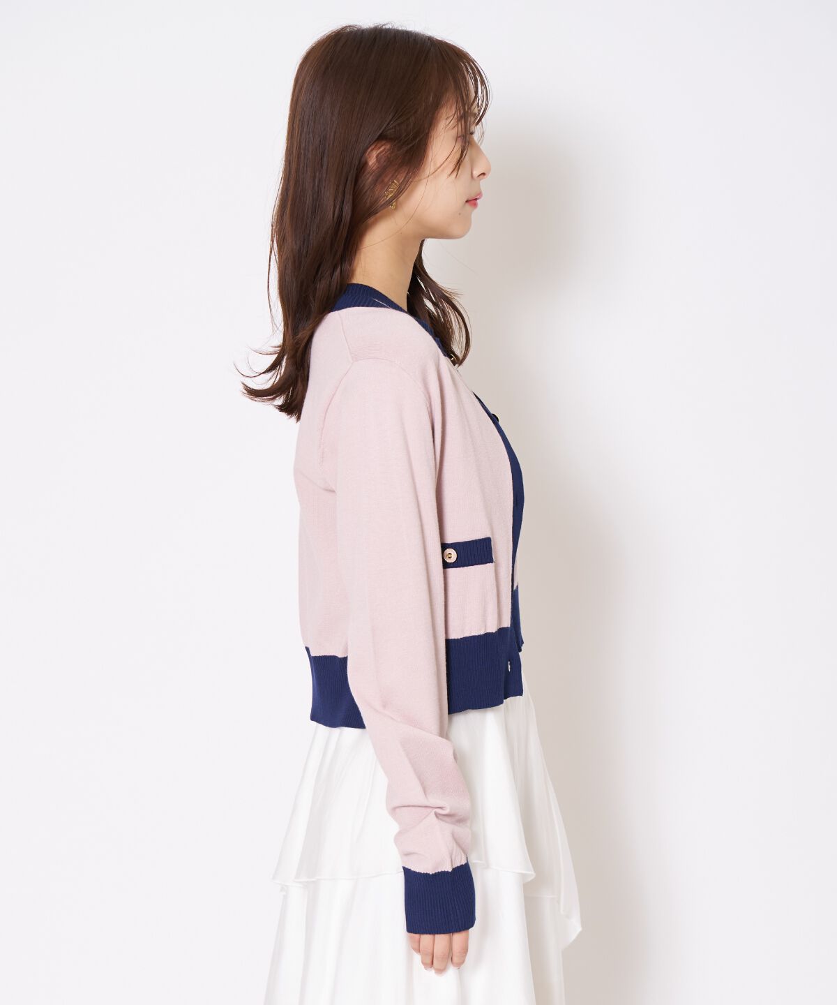 アンドクチュール「バイカラーニットアンサンブル」|カーディガン|