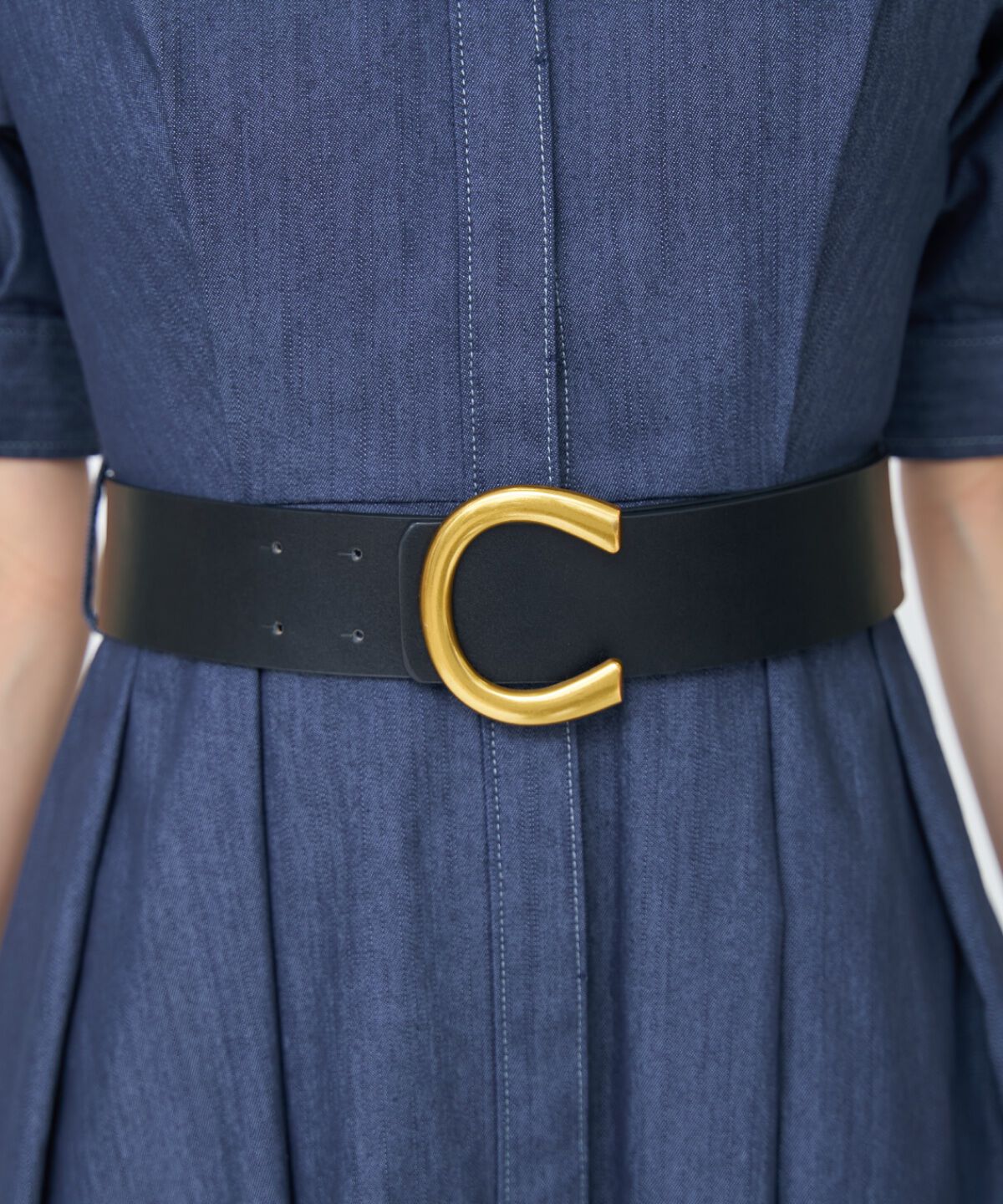 アンドクチュール「ベルト付き５分袖デニムワンピース」|ワンピース|