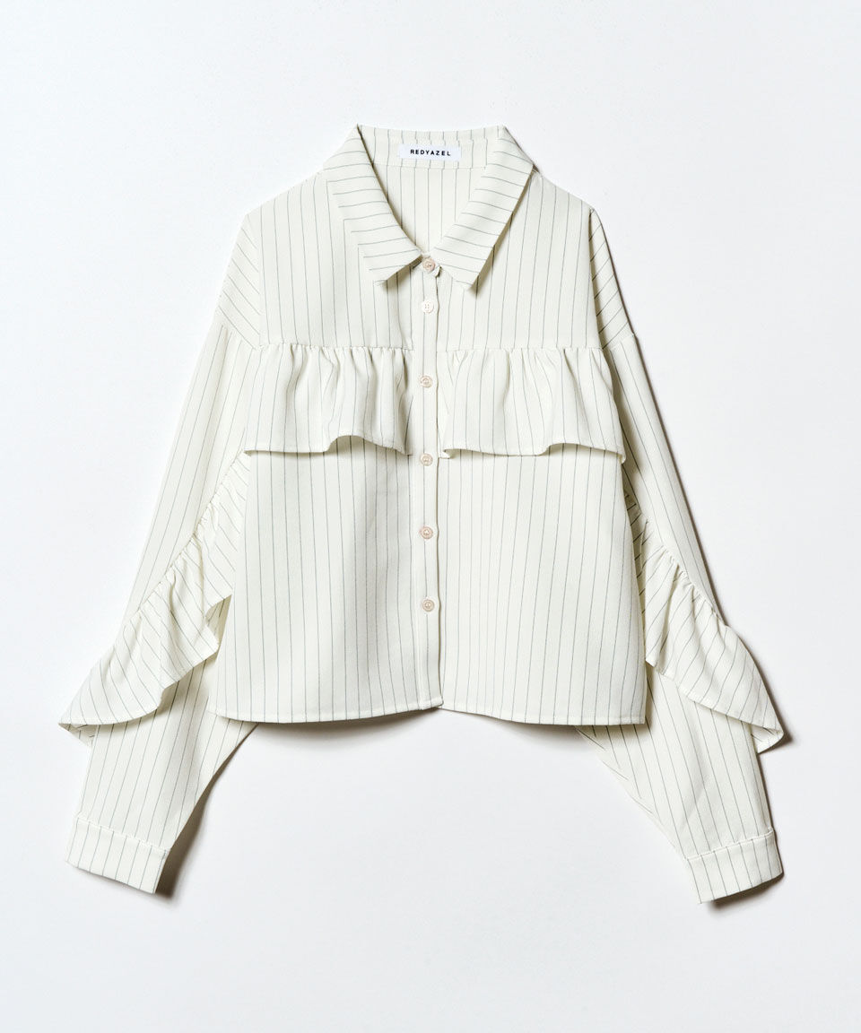 REDYAZEL「フリルラインストライプブラウス」|シャツ・ブラウス|