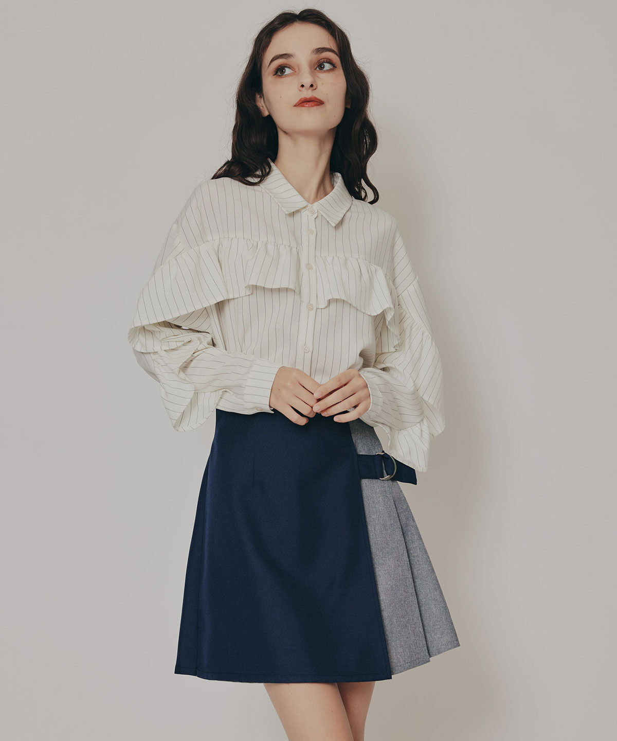 REDYAZEL「フリルラインストライプブラウス」|シャツ・ブラウス|