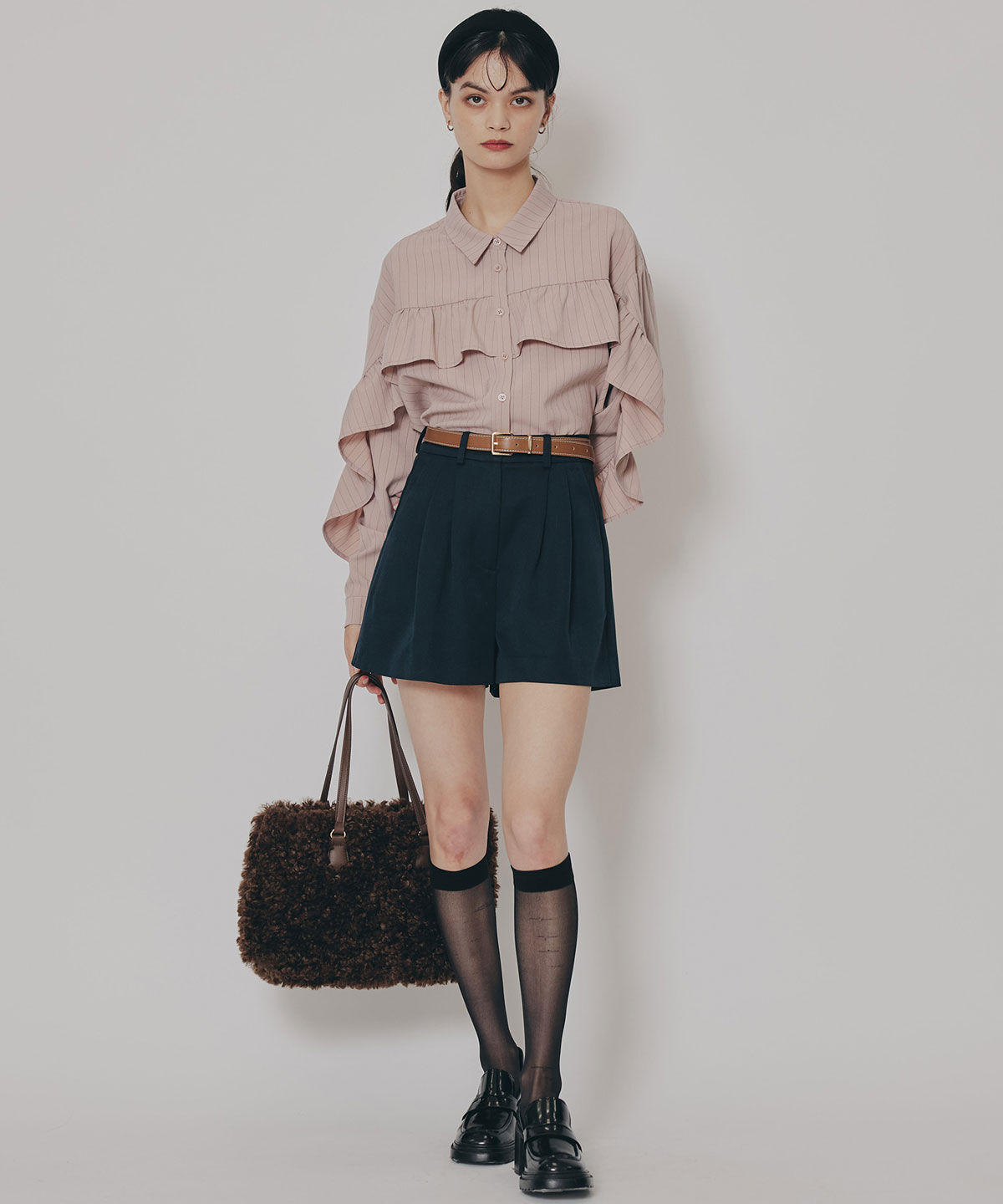 REDYAZEL「フリルラインストライプブラウス」|シャツ・ブラウス|