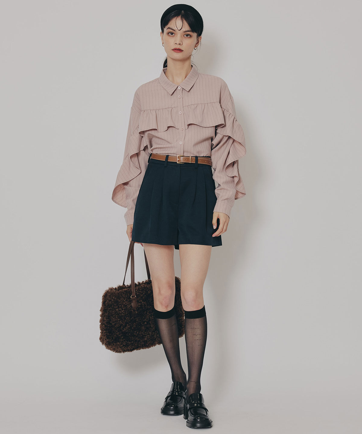 REDYAZEL「フリルラインストライプブラウス」|シャツ・ブラウス|