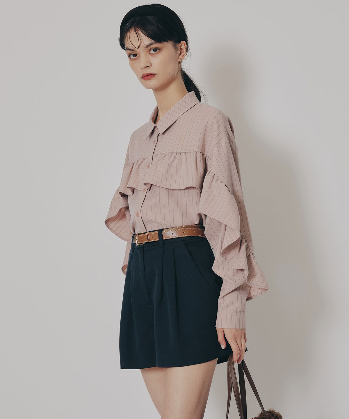 REDYAZEL「フリルラインストライプブラウス」|シャツ・ブラウス|