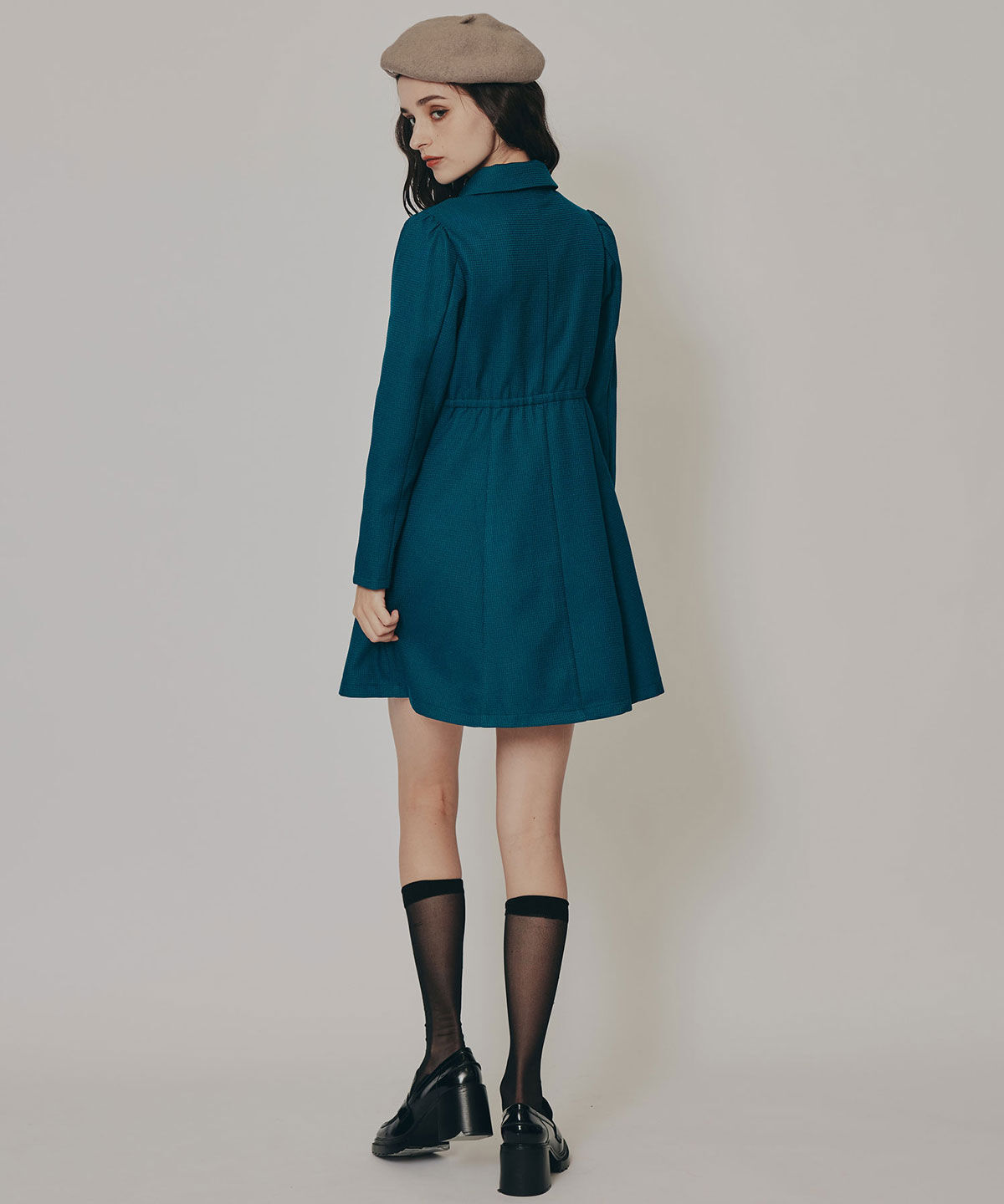 REDYAZEL「エンブレムボタンマイクロワッフルシャツワンピース」|ワンピース|