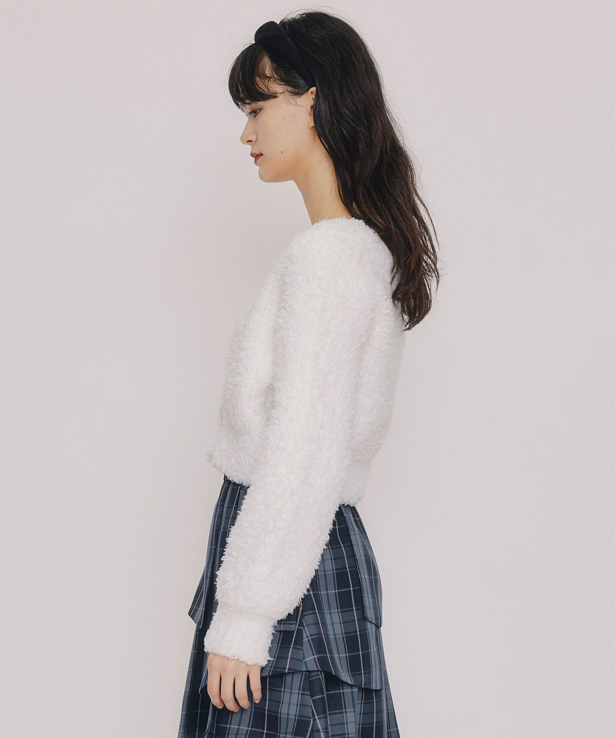 REDYAZEL「フラッフィブークレシャギーニットカーディガン」|カーディガン|