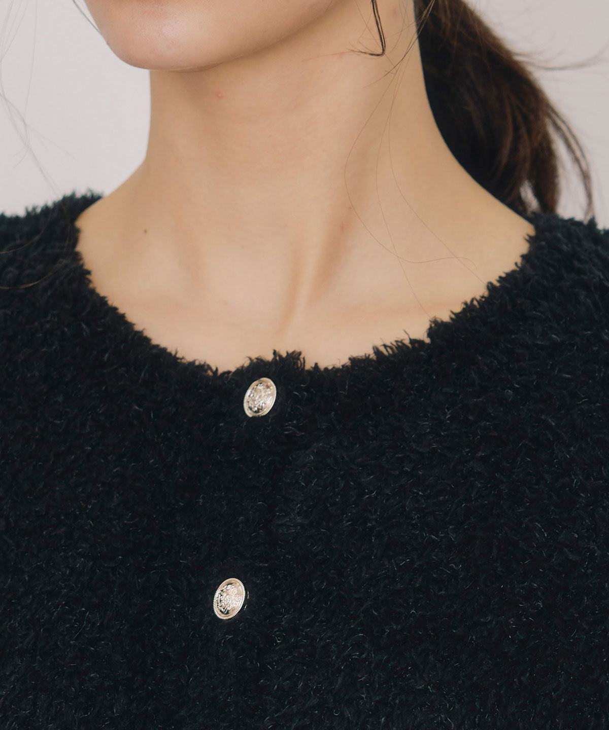 REDYAZEL「フラッフィブークレシャギーニットカーディガン」|カーディガン|