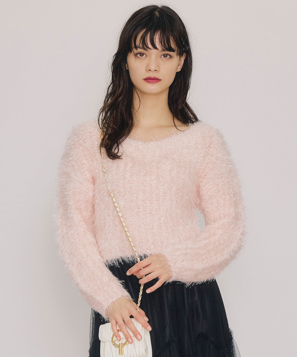 REDYAZEL「ブークレラメシャギーニットプルオーバー」|ニット・セーター|ピンク