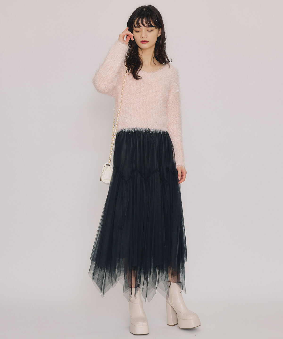 REDYAZEL「ブークレラメシャギーニットプルオーバー」|ニット・セーター|