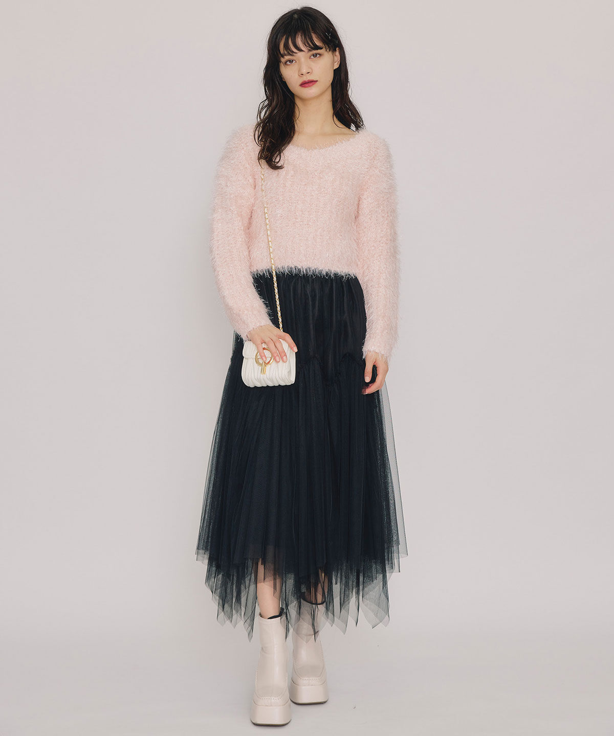 REDYAZEL「ブークレラメシャギーニットプルオーバー」|ニット・セーター|