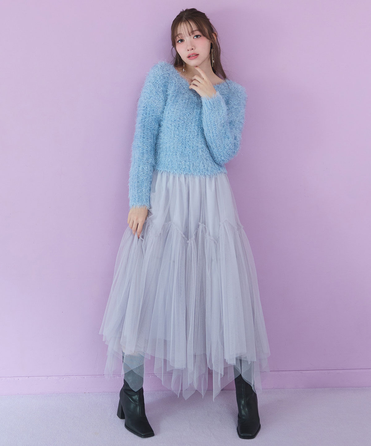 REDYAZEL「ブークレラメシャギーニットプルオーバー」|ニット・セーター|