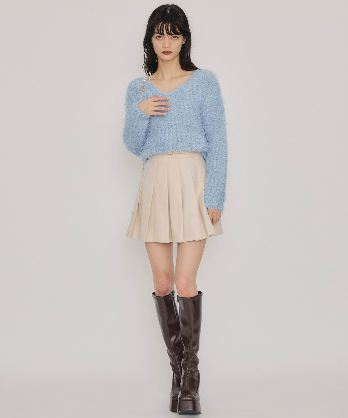 REDYAZEL「ブークレラメシャギーニットプルオーバー」|ニット・セーター|