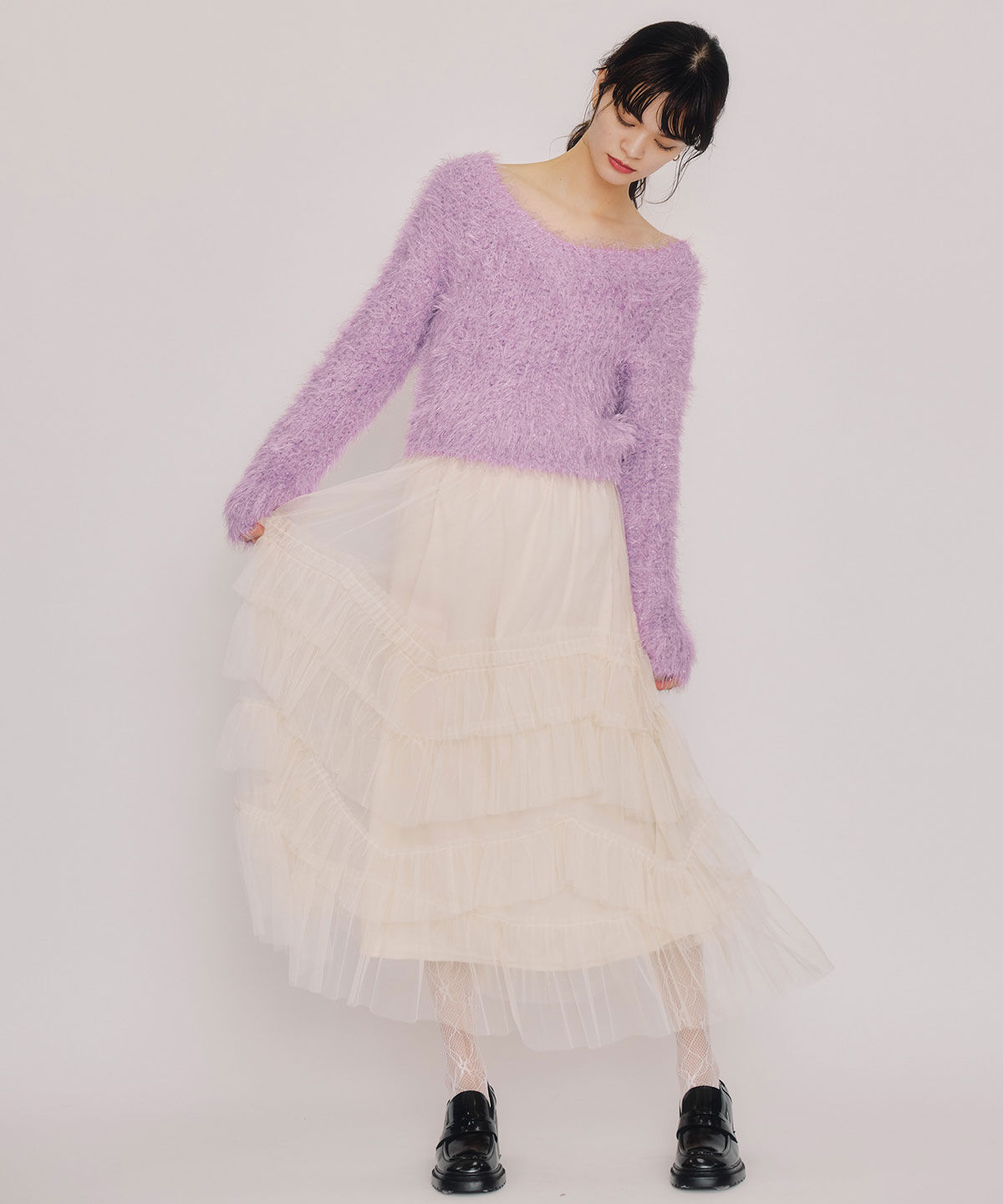 REDYAZEL「ブークレラメシャギーニットプルオーバー」|ニット・セーター|