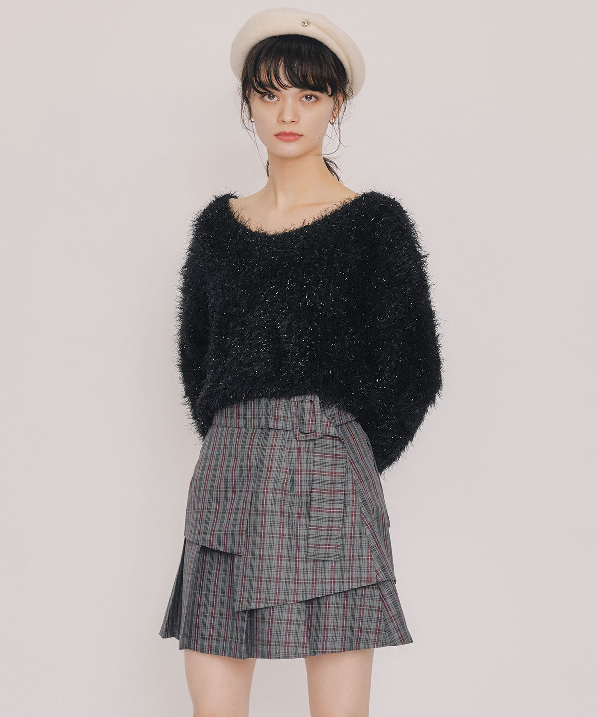 REDYAZEL「ブークレラメシャギーニットプルオーバー」|ニット・セーター|ブラック