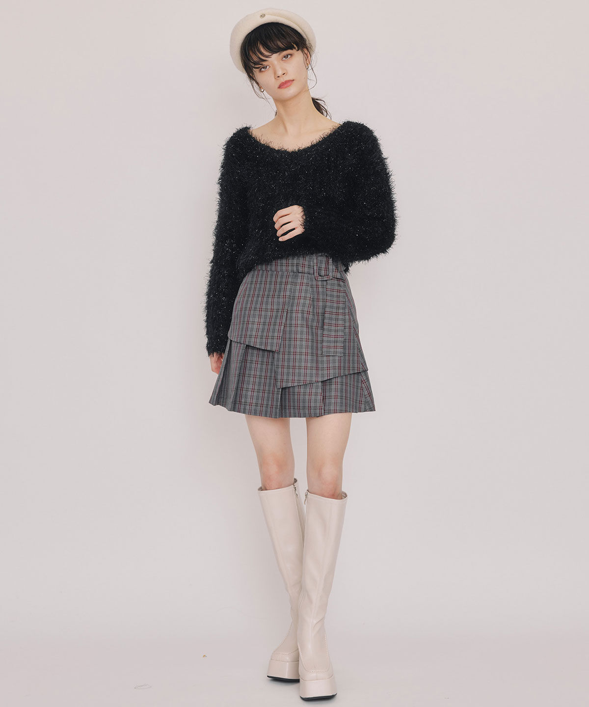 REDYAZEL「ブークレラメシャギーニットプルオーバー」|ニット・セーター|