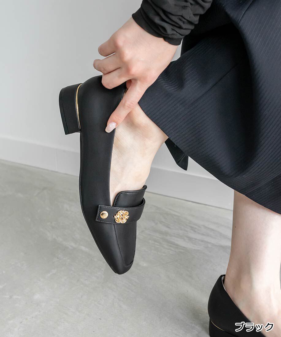  「3WAY ベルトデザインローファー」|ローファー|ブラック