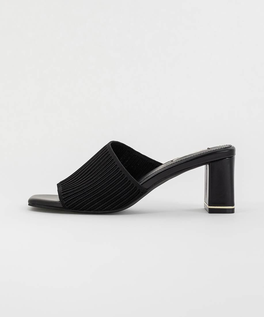  「【SUSTAINABLE】アシンメトリーニットミュールサンダル」|パンプス|