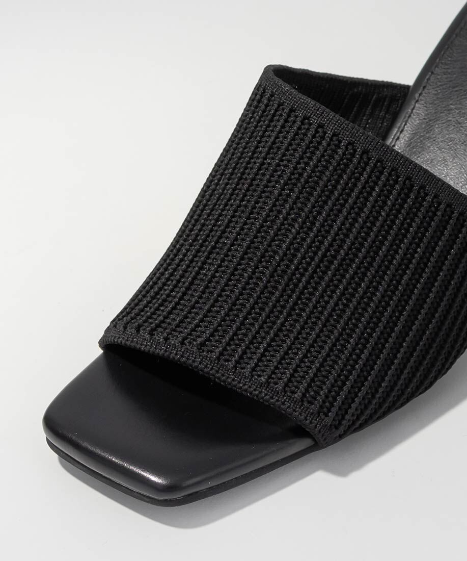  「【SUSTAINABLE】アシンメトリーニットミュールサンダル」|パンプス|