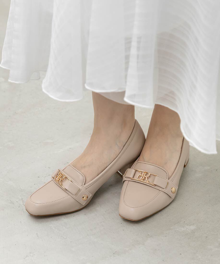  「2WAY スクエアトゥローファー」|ローファー|ピンクベージュ