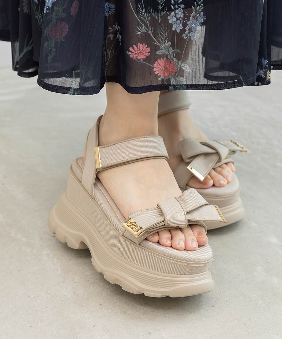  「パイピングリボンスポーツサンダル」|サンダル|ベージュ