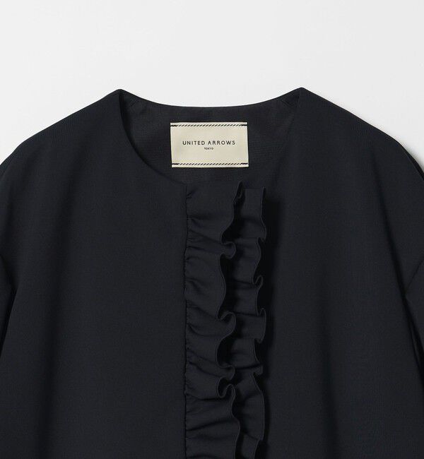 UNITED ARROWS「SPONGY フリル ペプラム ジャケット」|ノーカラージャケット|