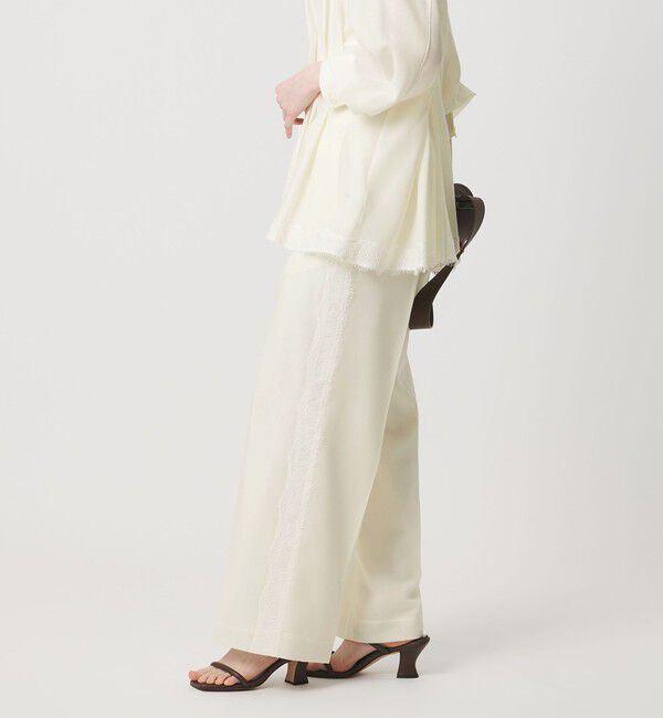 UNITED ARROWS「レース コンビ ストレートパンツ」|スラックス|OFF WHITE