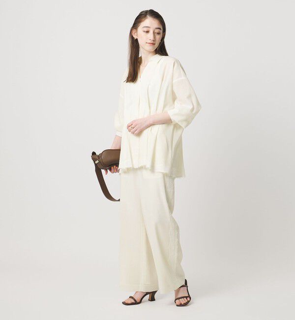 UNITED ARROWS「レース コンビ ストレートパンツ」|スラックス|