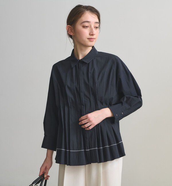 UNITED ARROWS「ピンタック シャツブラウス」|シャツ・ブラウス|NAVY