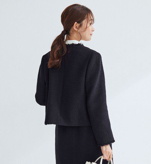 UNITED ARROWS green label relaxing「ツイードライク ノーカラー ジャケット」|ノーカラージャケット|