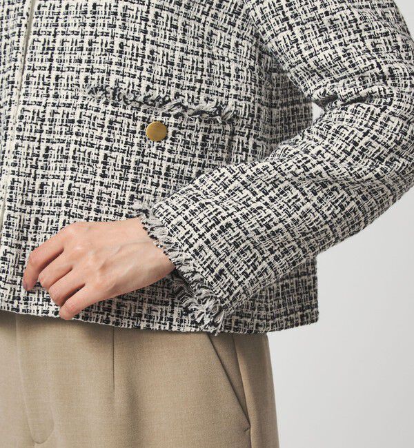 UNITED ARROWS green label relaxing「ツイードライク ノーカラー ジャケット」|ノーカラージャケット|