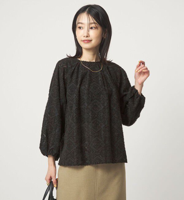 UNITED ARROWS green label relaxing「カットジャガード ブラウス」|シャツ・ブラウス|BLACK