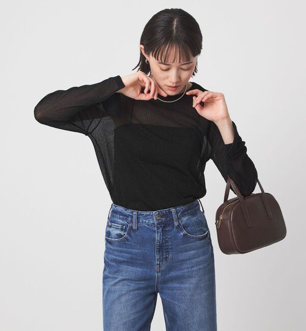 UNITED ARROWS green label relaxing「シャーリング シアー ロングスリーブ プルオーバー カットソー」|Tシャツ・カットソー|BLACK