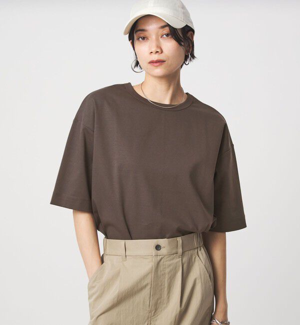 UNITED ARROWS green label relaxing「クロップド ポンチ Tシャツ」|Tシャツ・カットソー|DK.BROWN