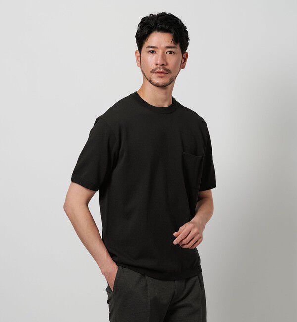 BEAUTY&YOUTH UNITED ARROWS「【WEB限定 WARDROBE SMART】マシーンウォッシュ 1ポケット ニット Tシャツ【抗菌防臭】」|Tシャツ・カットソー|