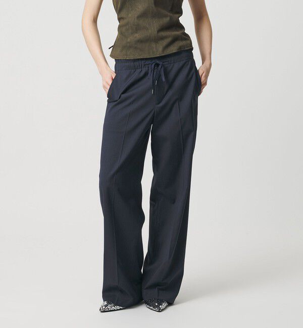 ATTISESSION「＜ATTISESSION＞ストレート トラウザー ストライプ」|スラックス|NAVY