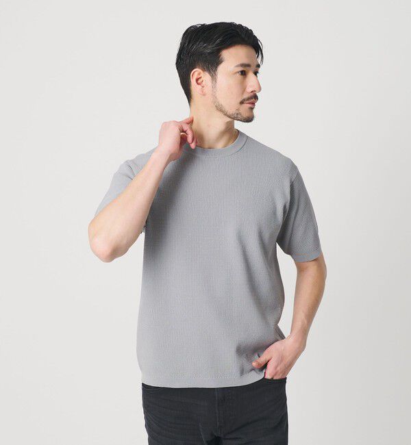 BEAUTY&YOUTH UNITED ARROWS「【WEB限定 WARDROBE SMART】マシーンウォッシュ  ピケニット Tシャツ【抗菌防臭】」|Tシャツ・カットソー|LT.GRAY