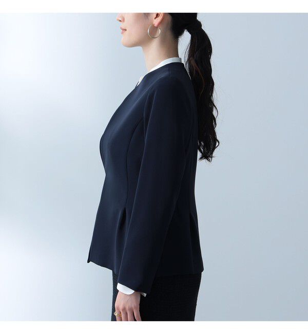 Demi-Luxe BEAMS 「トリアセ ペプラムジャケット＊」|ノーカラージャケット|