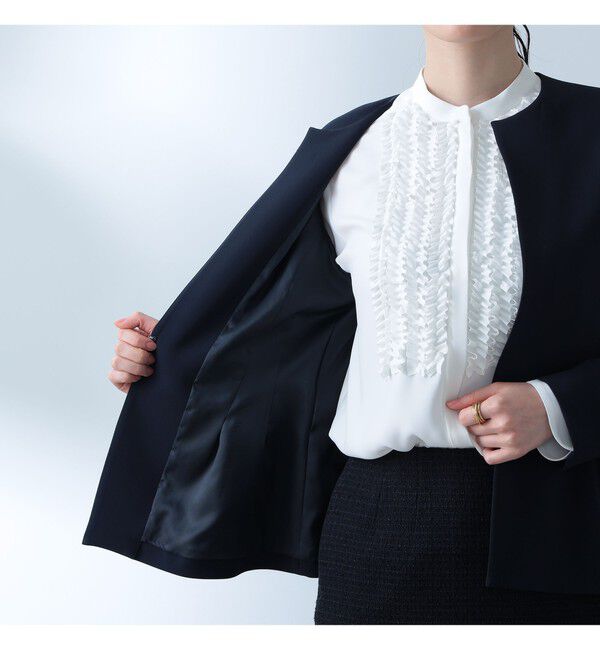 Demi-Luxe BEAMS 「トリアセ ペプラムジャケット＊」|ノーカラージャケット|