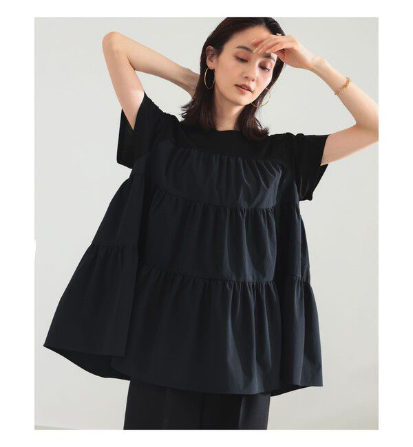 Demi-Luxe BEAMS 「コンビ ティアード プルオーバー」|シャツ・ブラウス|BLACK