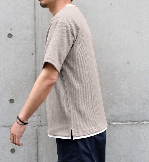 SHIPS any「【WEB限定】SHIPS any: キーネック ジャカード フェイクレイヤード Tシャツ◇」|Tシャツ・カットソー|