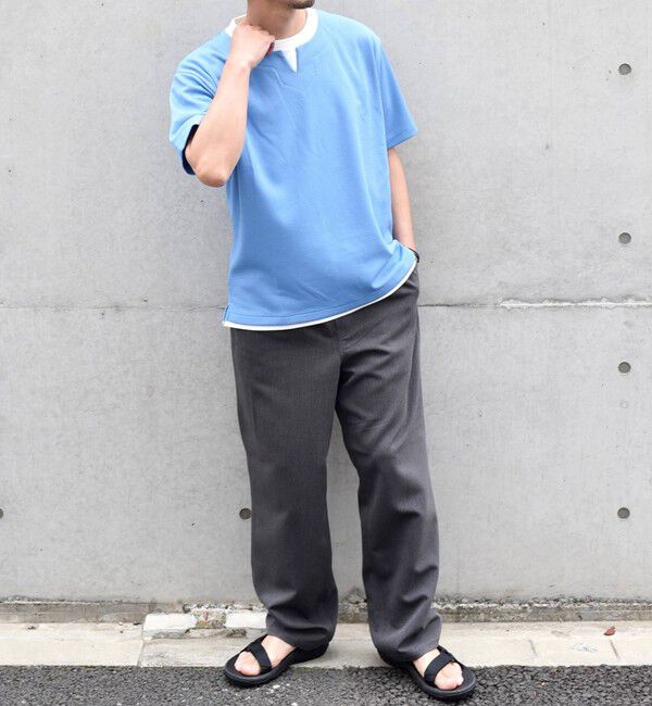 SHIPS any「【WEB限定】SHIPS any: キーネック ジャカード フェイクレイヤード Tシャツ◇」|Tシャツ・カットソー|