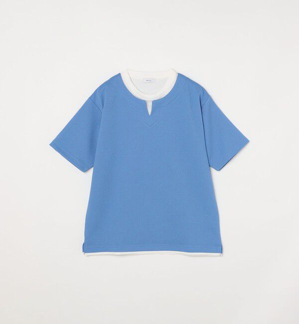 SHIPS any「【WEB限定】SHIPS any: キーネック ジャカード フェイクレイヤード Tシャツ◇」|Tシャツ・カットソー|