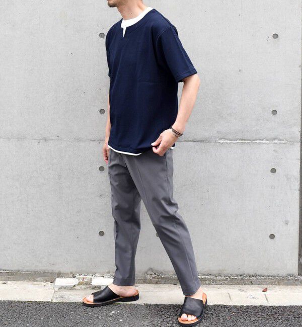 SHIPS any「【WEB限定】SHIPS any: キーネック ジャカード フェイクレイヤード Tシャツ◇」|Tシャツ・カットソー|