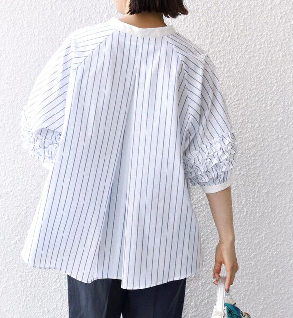 SHIPS for women「【WEB限定】〈手洗い可能〉袖 フリル デザイン ブラウス」|シャツ・ブラウス|