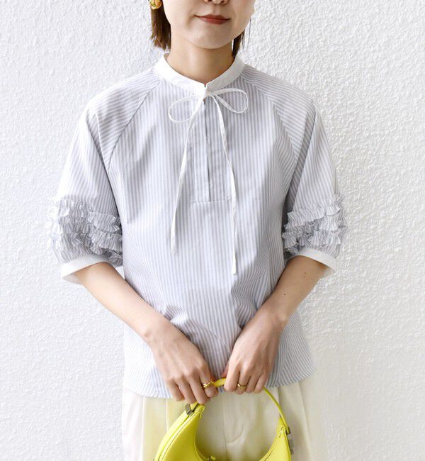 SHIPS for women「【WEB限定】〈手洗い可能〉袖 フリル デザイン ブラウス」|シャツ・ブラウス|