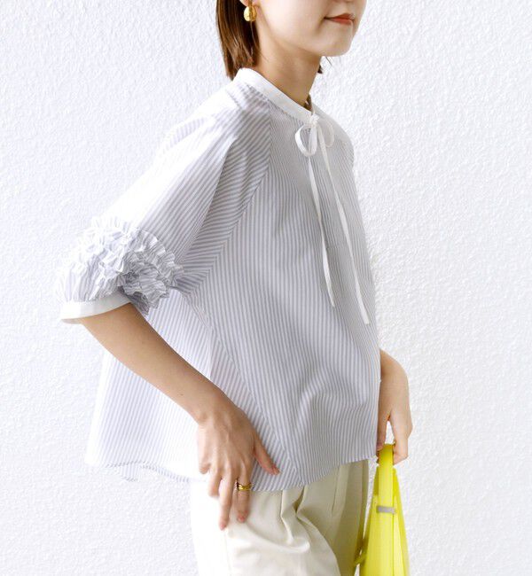 SHIPS for women「【WEB限定】〈手洗い可能〉袖 フリル デザイン ブラウス」|シャツ・ブラウス|
