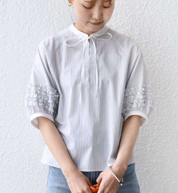 SHIPS for women「【WEB限定】〈手洗い可能〉袖 フリル デザイン ブラウス」|シャツ・ブラウス|