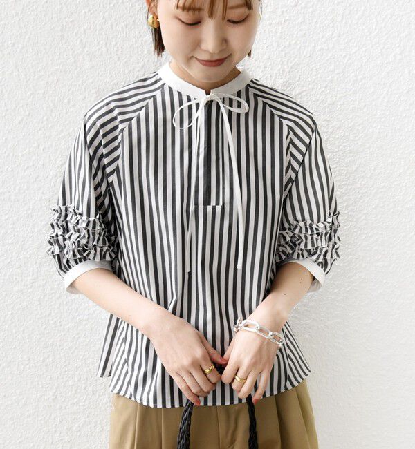 SHIPS for women「【WEB限定】〈手洗い可能〉袖 フリル デザイン ブラウス」|シャツ・ブラウス|