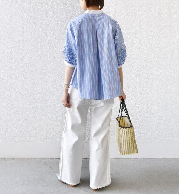 SHIPS for women「【WEB限定】〈手洗い可能〉袖 フリル デザイン ブラウス」|シャツ・ブラウス|